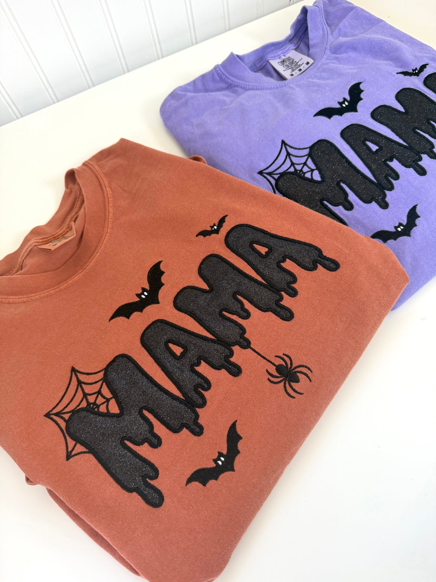 Halloween Mama Shirt | Personalized Embroidered Mama Halloween Comfort Color Tee | Spooky Mama Shirt | Mama & Mini Matching