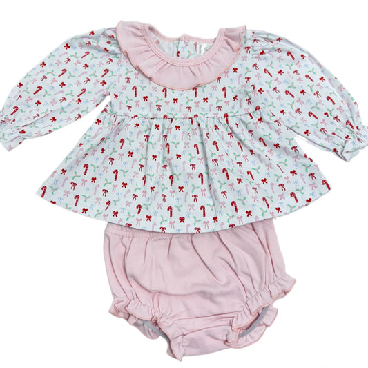 Girls Candy Cane Bloomer Set